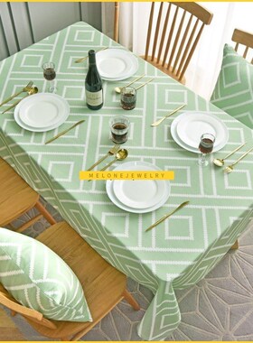 Geometric Printed ablecloth for Dining able Grey Blue Cabi