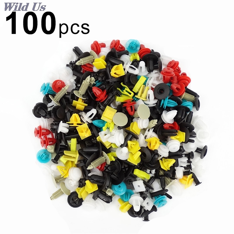 100Pcs Universal Mixed Auto Fastener Car Bumper Clips Retain