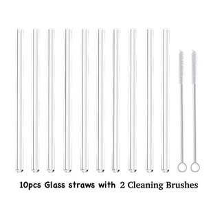 10PCS Glass Straws Clear Straight - Perfect Reusable Straw