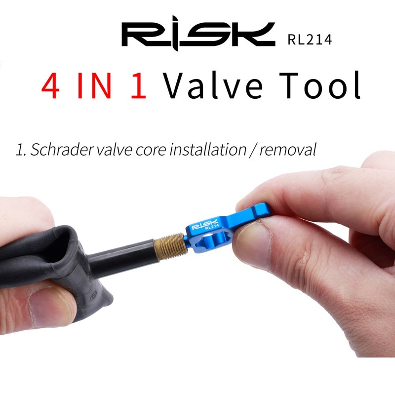 RISK 4 In 1 Bike Valve Core Wrench and Presta Tire Valve cap