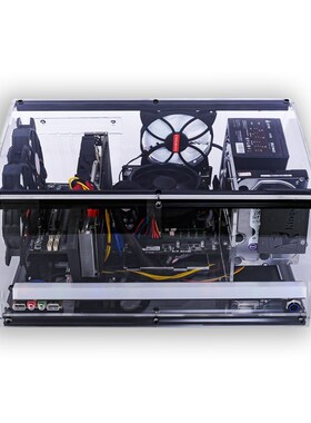 Full-side transparent acrylic horizontal computer mainframe