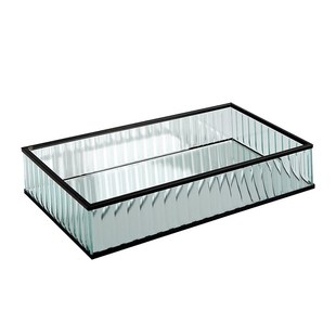 HOT SALE Multifunction Glass Mirror Tray Metal Edge Red