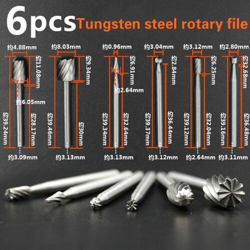 High quality 6pcs HSS Routing Router Bits Burr Milling Cutte