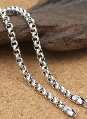 Pure Silver 3mm Thick Cross O Link Chain S925 Necklace Sweat