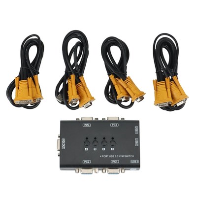 USB VGA KVM Switch,4 Port Selector Automatic Switcher for 4P