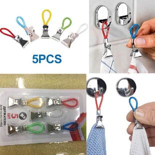 Clothes Stainless 5Pcs Pegs Colorful Steel Clothespins