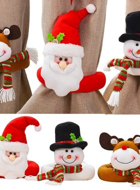 Christmas Curtain Buckle New Santa Claus Snowmen Elk Happy H