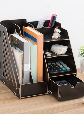Creative DIY Office Supplies Desktop Organizer Bookshelf A4