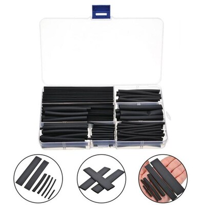 170pcs Electrical Cable Wire Sleeving Black Heat Shrink Tubi