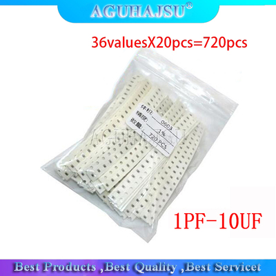 36valuesX20pcs=720pcs 0603 1PF-10UF SMD Resistor Kit Assorte
