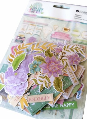 CRZCrafter Paper Diecut Shapes Ephemera 118pcs Printed Foil