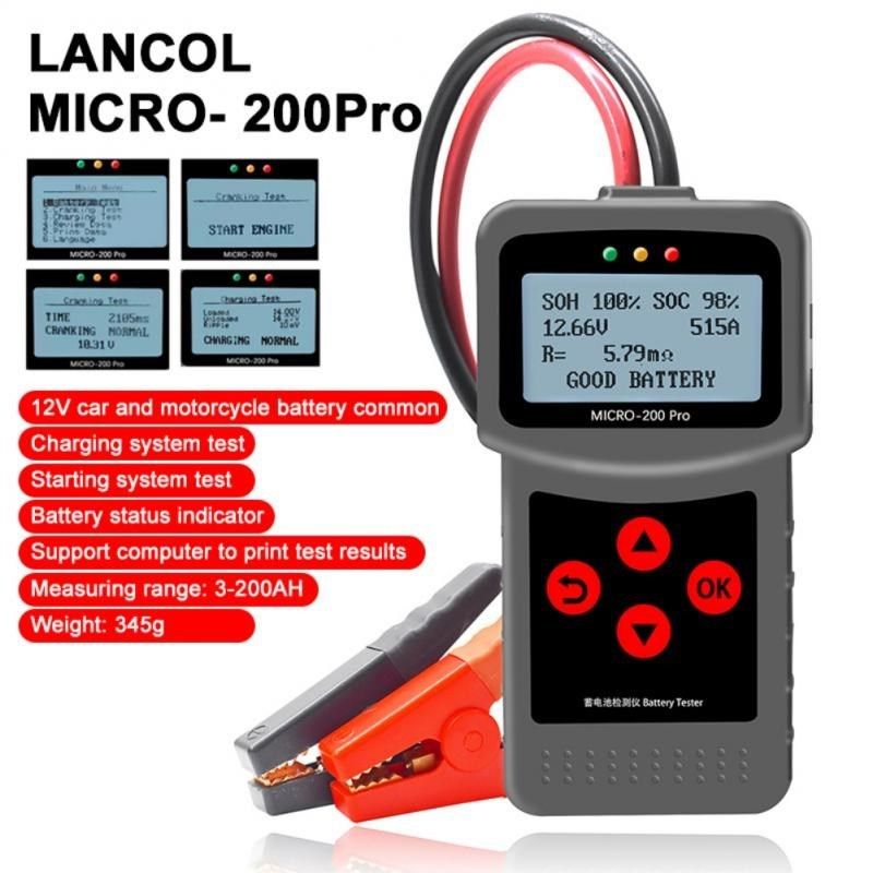 Micro 200Pro 12V 24V Car Battery Tester Digital Alternator