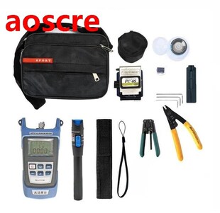 12PCS Fiber Optic FTTH Tool Kit with FC-6S Fiber Cleaver and