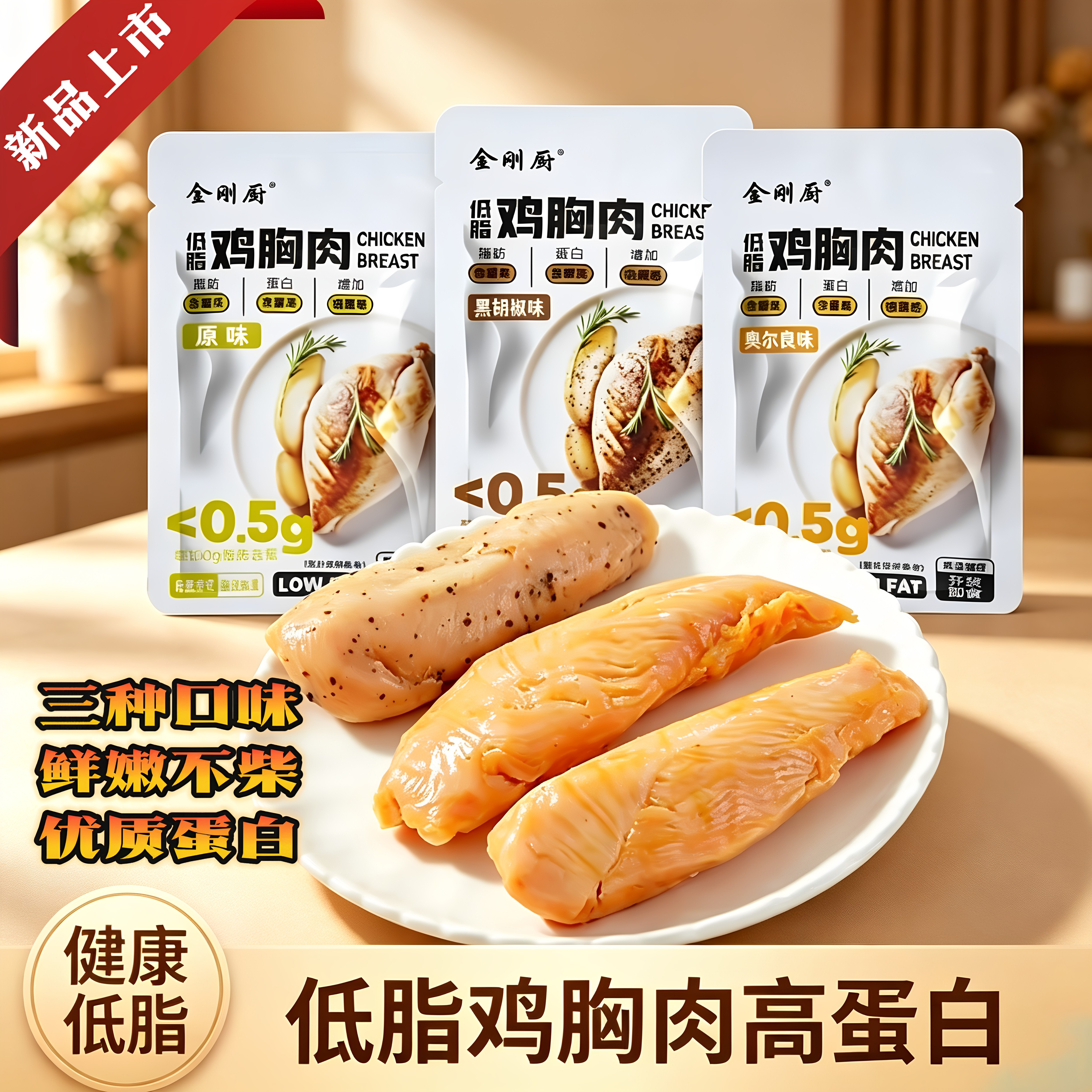 低脂鸡胸肉多口味选择无多余添加