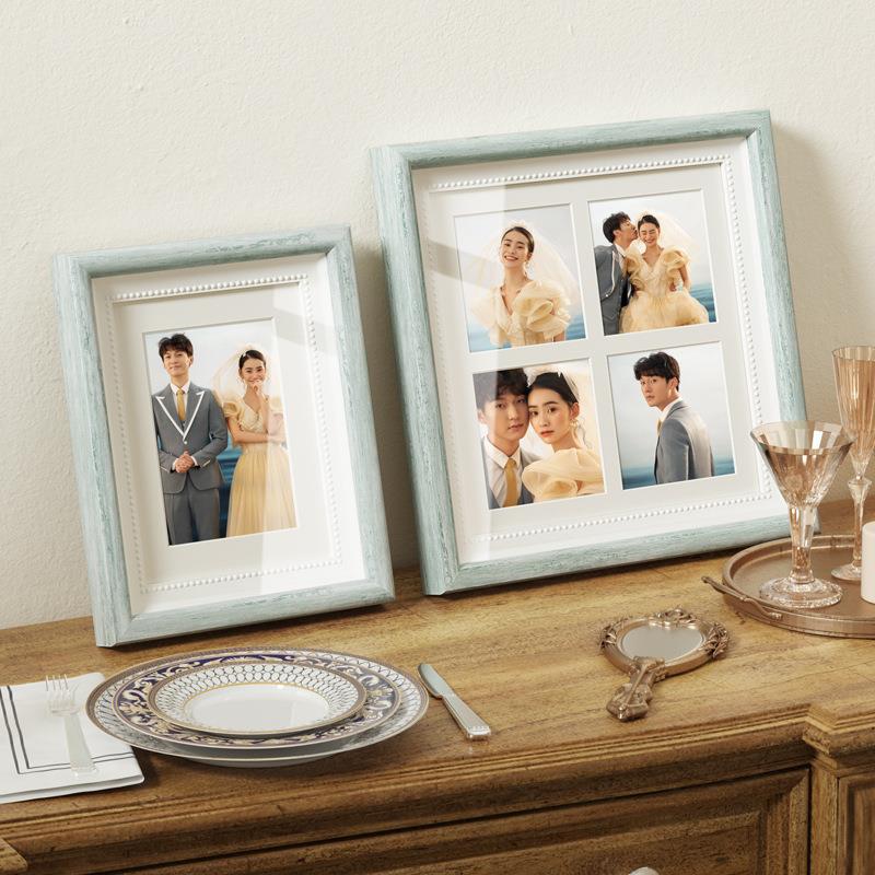 婚庆照片墙结婚照宫格相框摆台7寸拼接组合烤漆木质画框组合相框