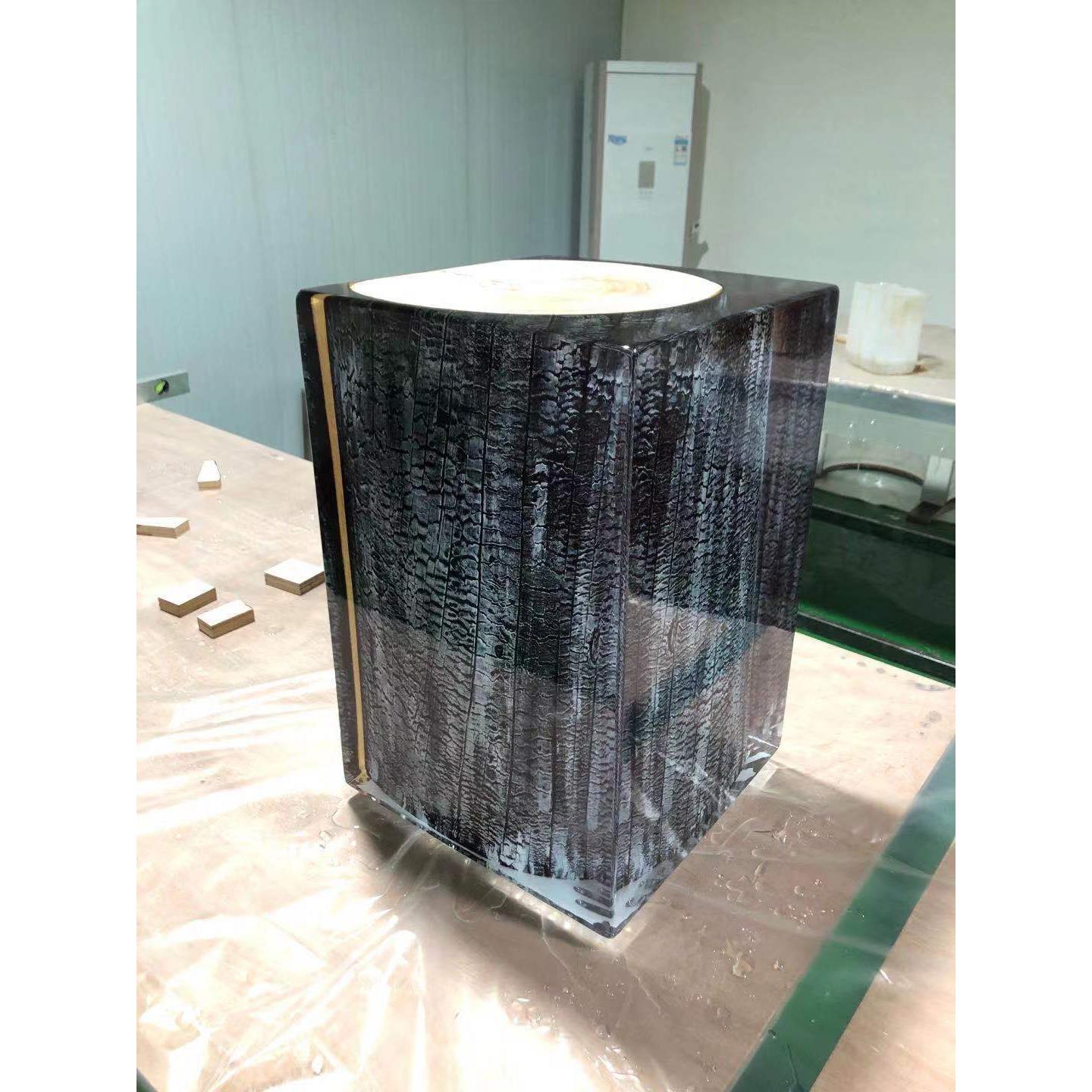 高透环氧树脂墩木墩子铂晶墩子半木方墩软装搭配酒店售楼处坐凳