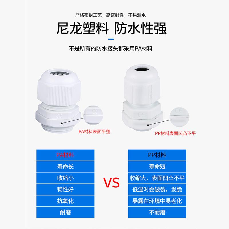 塑料PG9/11/13.5/M20型防水接头葛兰头穿线防水固定头电缆堵头制