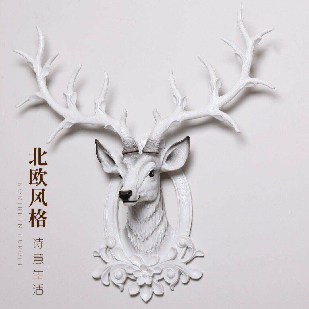 仿真欧式鹿头装饰壁挂招财美式复古墙上装饰品创意背景墙酒吧挂件