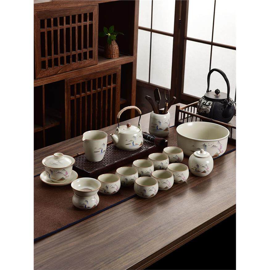 2026新款汝窑功夫茶具套装家用泡茶盖碗茶壶茶杯办公喝茶节日礼品