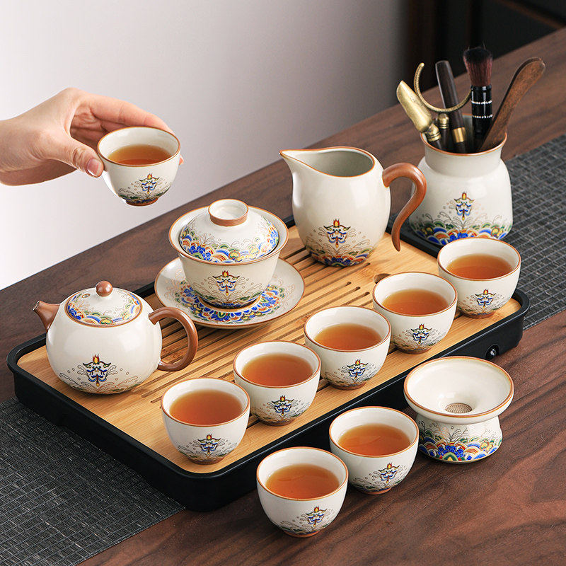 汝窑功夫茶具套装2026新款中式家用轻奢高档办公会客茶杯节日礼品