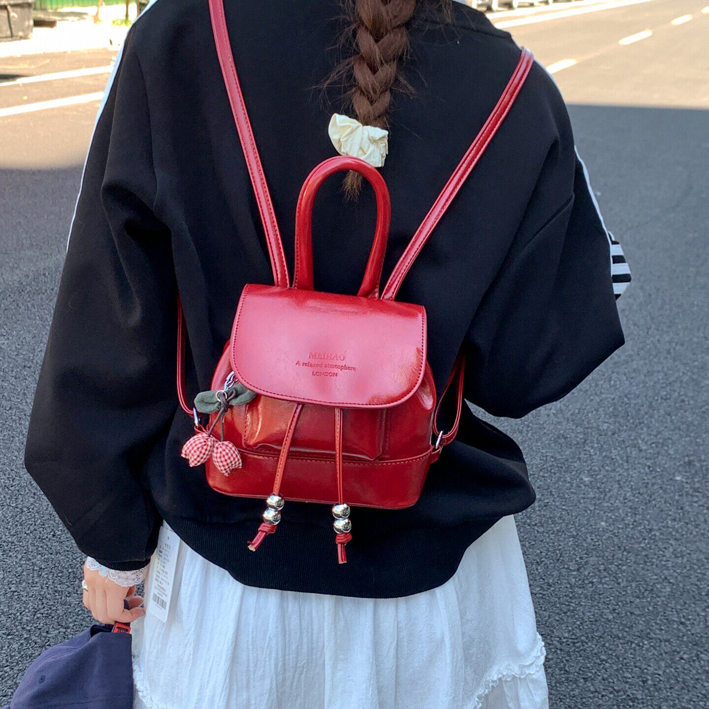 韩系超火红色小型双肩包女2026新款潮百搭迷你小背包外出节日礼品