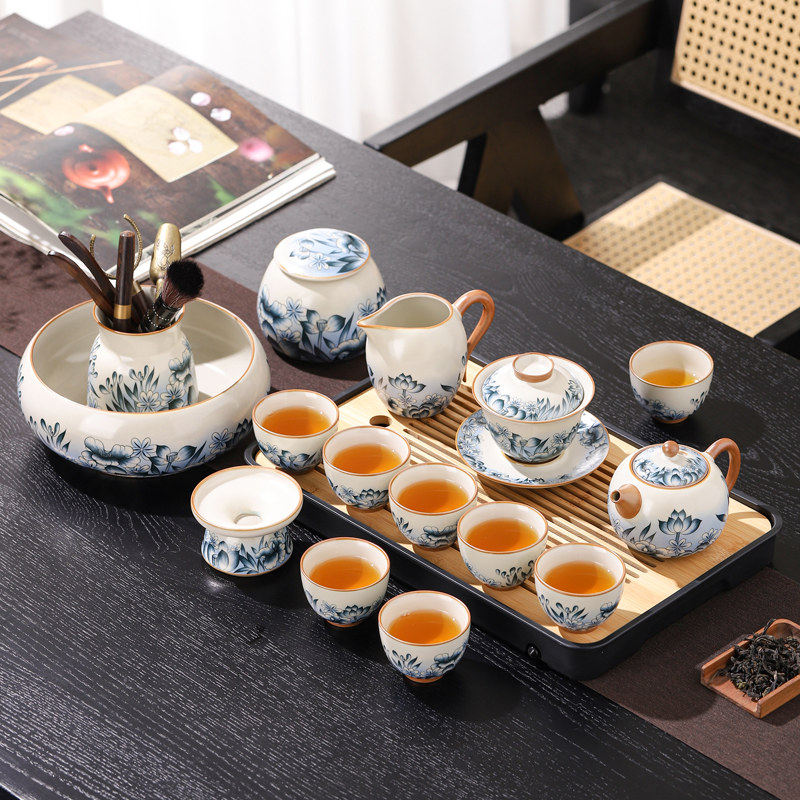 2026新款汝窑茶具茶盘一体套装家用泡茶壶功夫茶高端茶具节日礼品