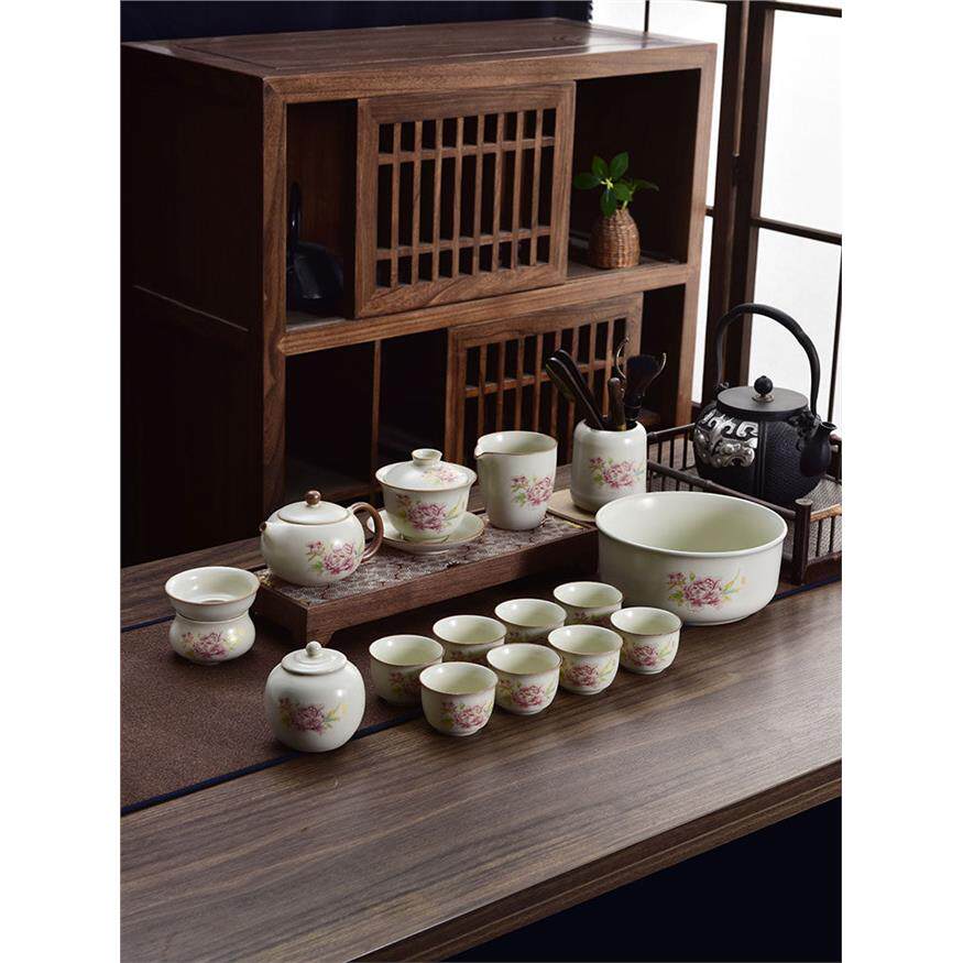 汝窑功夫茶具套装家用2026新款办公室喝茶泡茶盖碗茶壶茶节日礼品