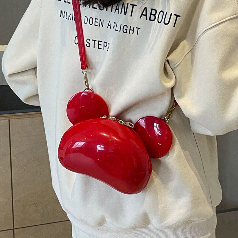 红色透明果冻包米奇小包包女2026秋冬新款生日礼物手机零节日礼品