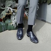 真皮结婚男士 挪威缝鳄鱼皮鞋 高端 软底商务正装 青年休闲鞋 西装 男鞋