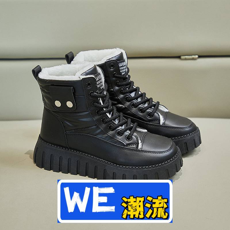 晋江鞋业休闲鞋加绒高帮雪地靴女冬季新款学生韩版保暖休闲鞋鞋