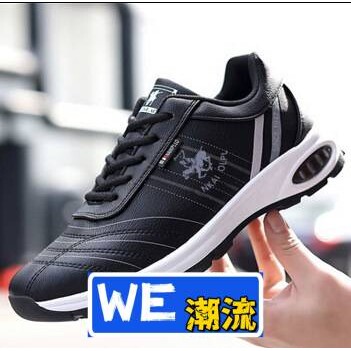 晋江雅望鞋业软底耐磨男鞋新款潮流皮面小白鞋韩版气垫跑步鞋系带