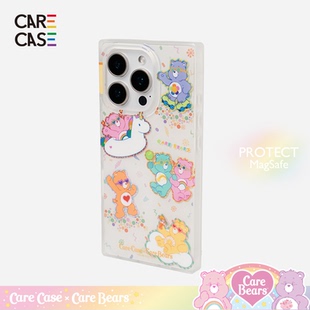 可爱插画 CareBears联名 少女童趣 ProMax 适用于苹果iPhone17 彩球庆祝小熊方形手机壳 CARECASE