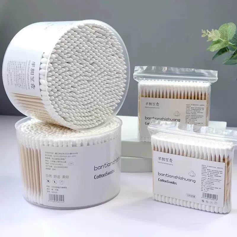 双头棉签化妆卸妆用棉签棉棒家用掏耳朵一次性竹棒棉球清洁棉