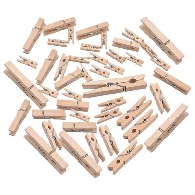 150x Mini Natural Wooden Clothespins Decorative Photo Wall