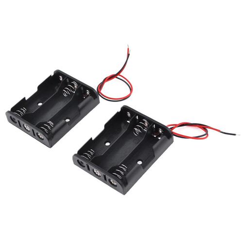 2 Pcs Red Cable3 x 1.5V AA Batteries Cell Box Holder