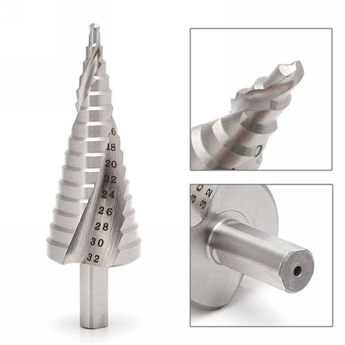 3Pcs HSS White Diamond Step Drill Bit Hole Cutter Spiral Flu