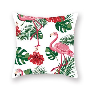 Pillowcase Cushion Cover 45*45 Flamingo Plant Print Sofa Dec
