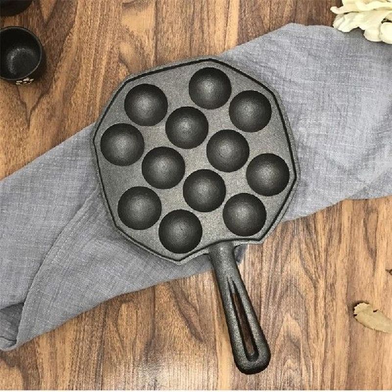 12 Cavities Takoyaki Maker Grill Pan Molds Cast Iron