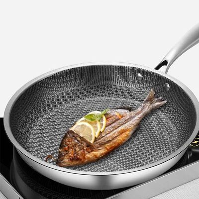 Stainless Steel Wok Thick Honeycomb Handmade Frying Pan