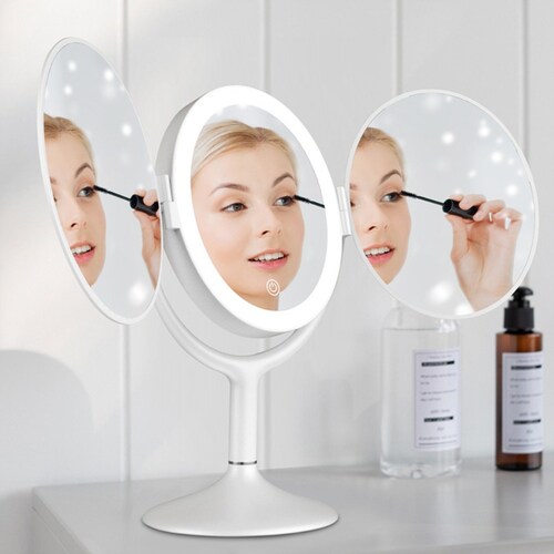Tri-Fold Lighted Vanity Mirror with LED Lights Touch Screen
