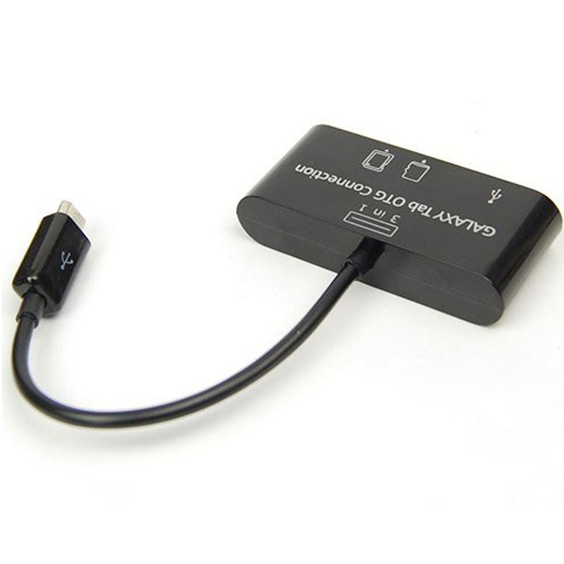 Black 3 in 1 USB Connection Kit HUB SD MMC TF Card Reader Ad