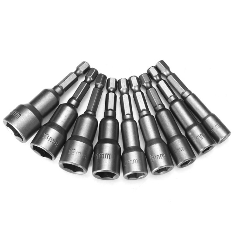 9pcs 6-14mm hex power socket nut driver setter 1/4 inch hex