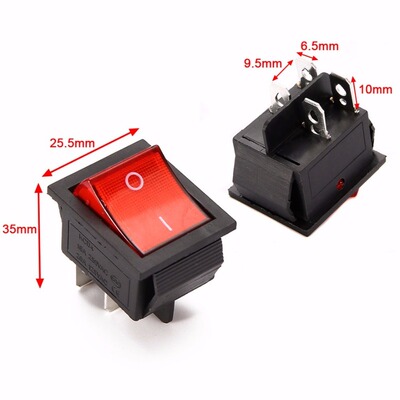 5pcs Red Lamp Light Rocker Switches 4 Pin ON/OFF 2 Position