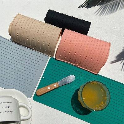 Silicone Dish Drying Mat Drainer Tray Kitchen Dishware