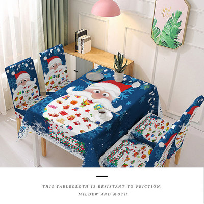 Christmas Tablecloth Kitchen Dining Table Decorations Santa