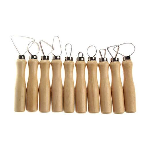 10 Pcs Wood Handle Pottery Clay Sculpture Carving  Loop Hand