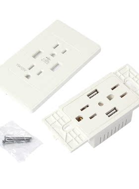 Charge Dual 2.1A USB Wall Outlet Socket 15A AC Power Recepta