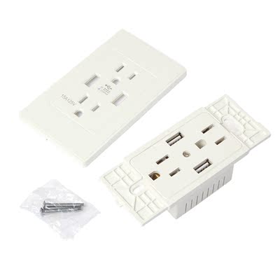 Charge Dual 2.1A USB Wall Outlet Socket 15A AC Power Recepta