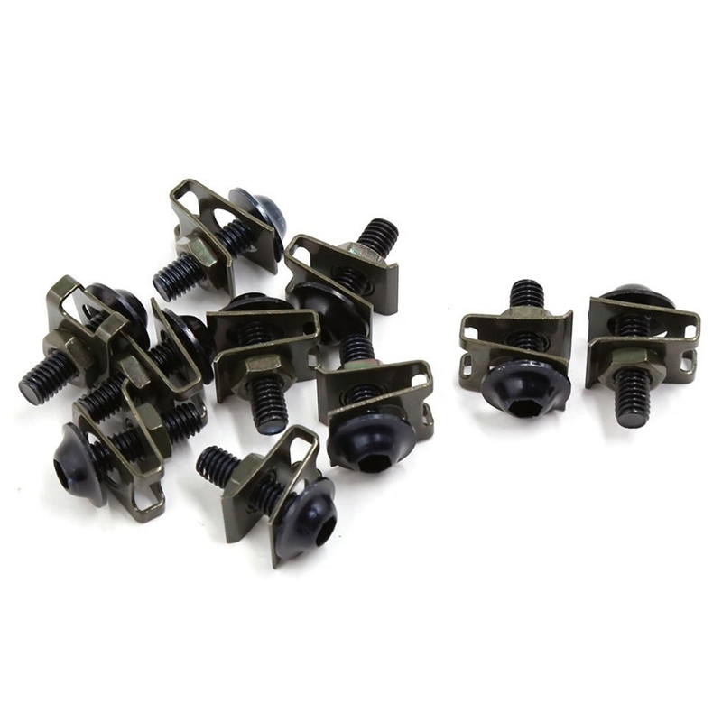 10pcs Motorcycle M6 Bolts Screws Fastener Clips Kit Black