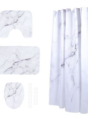 Curtain Shower Bathroom Bath Sets Mat Curtains Rug Toilet